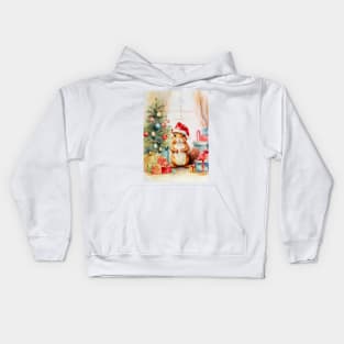 Watercolour Christmas Squirrel Kids Hoodie